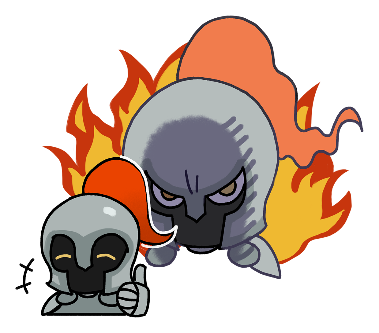 Knight celebrating with fire