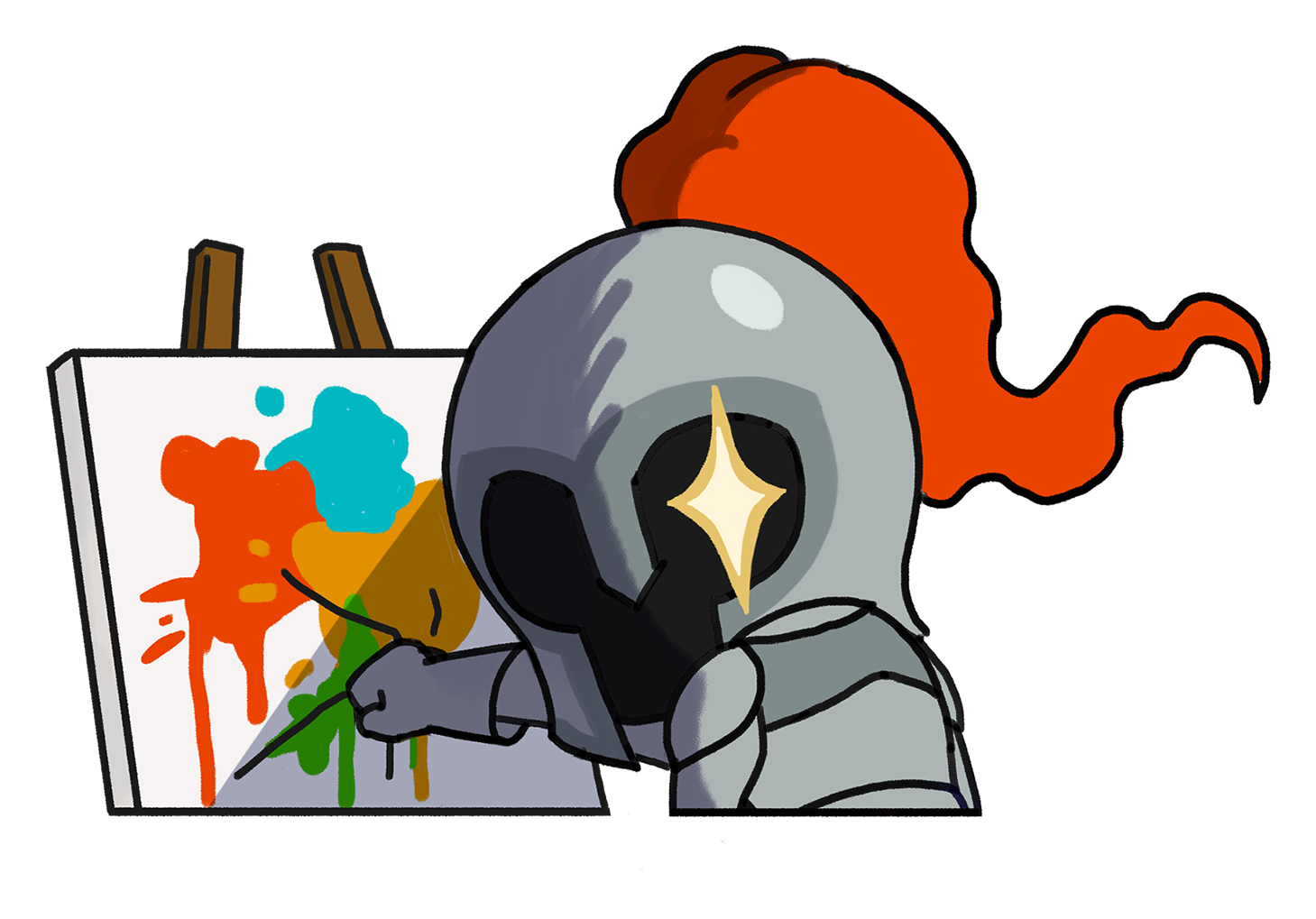Knight painting a picture